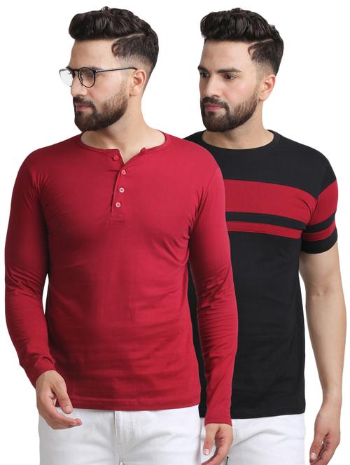 red and black combo t-shirts - 16750070 - Standard Image - 1