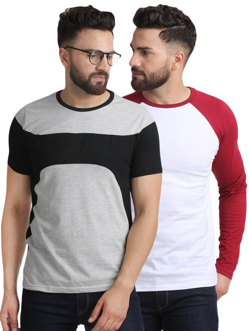 grey and white combo t-shirts - 16750075 - Standard Image - 1