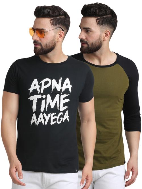 black and green combo t-shirts - 16750093 - Standard Image - 1