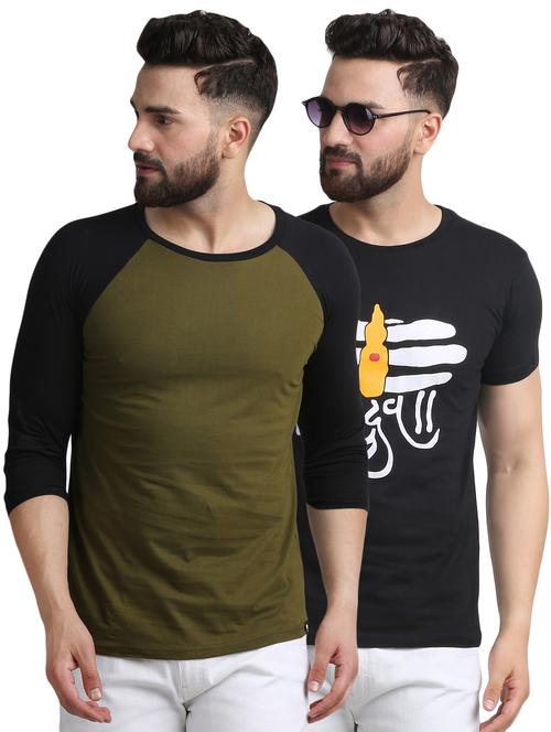 green and black combo t-shirts - 16750098 - Standard Image - 1