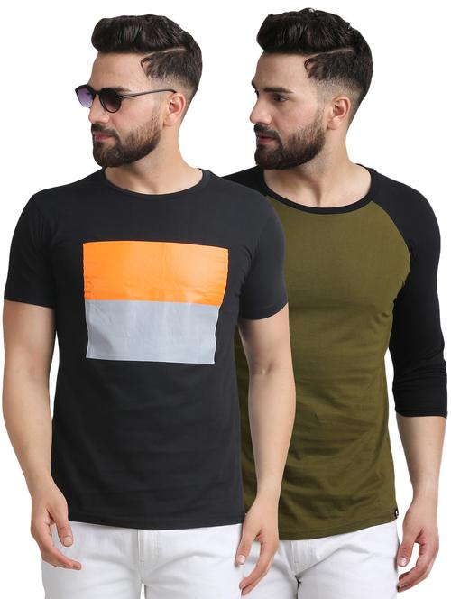 black and green combo t-shirts - 16750103 - Standard Image - 1