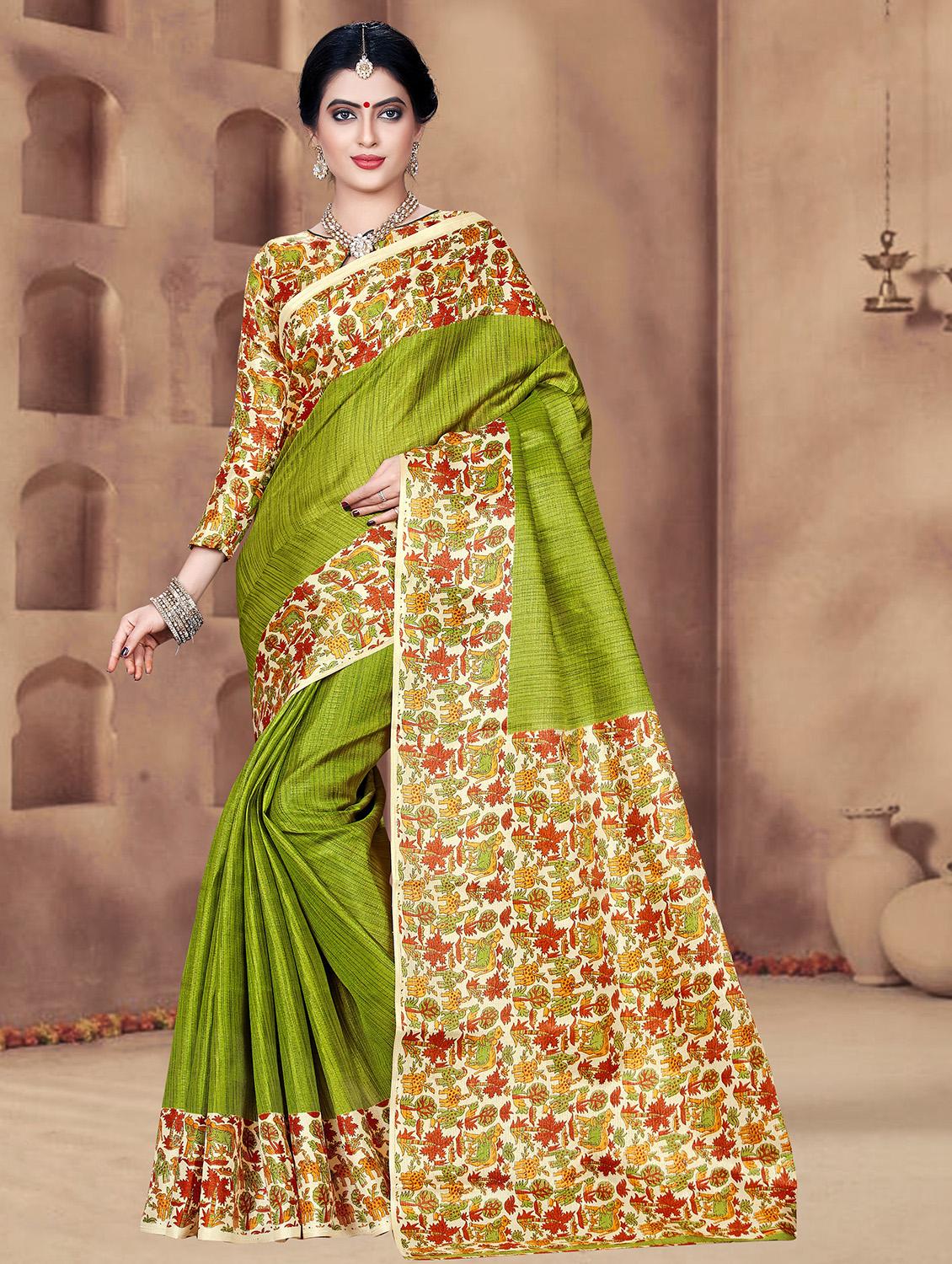 kalamakari printed saree with blouse - 16750147 - Zoom Image - 1