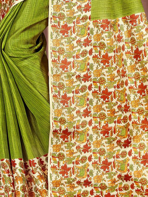 kalamakari printed saree with blouse - 16750147 - Zoom Image - 2