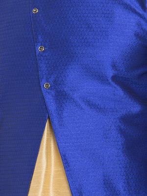 blue silk blend sherwani set - 16750161 - Standard Image - 4