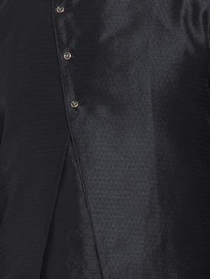 black silk blend sherwani set - 16750165 - Standard Image - 4