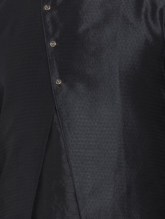 black silk blend sherwani set - 16750165 - Zoom Image - 4
