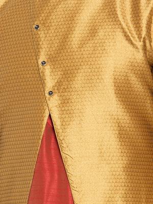 gold silk blend sherwani set - 16750174 - Standard Image - 4