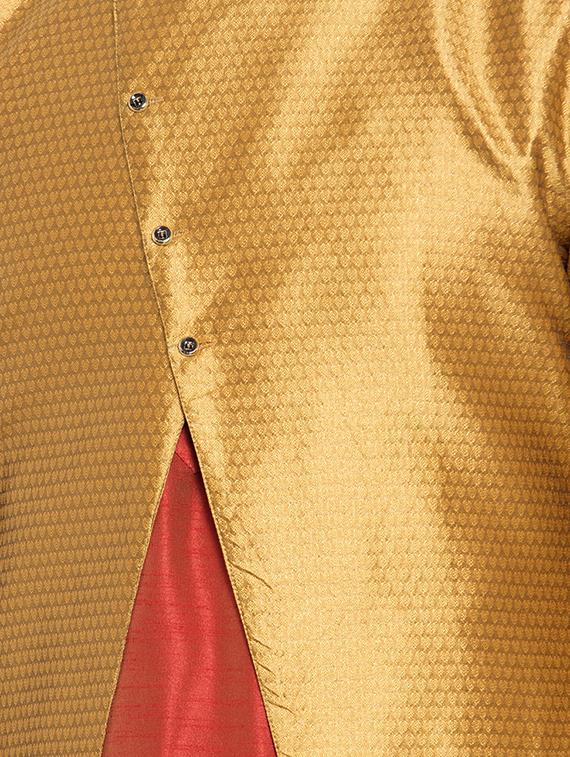 gold silk blend sherwani set - 16750174 - Zoom Image - 4