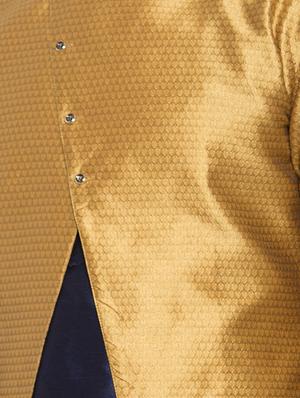gold silk blend sherwani set - 16750180 - Standard Image - 4