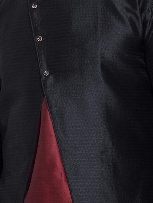 black silk blend sherwani set - 16750209 - Standard Image - 4