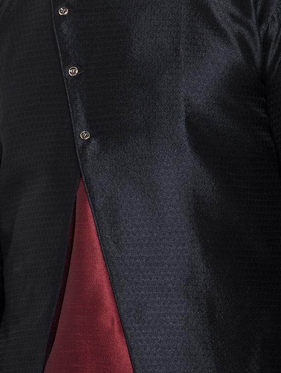 black silk blend sherwani set - 16750209 - Zoom Image - 4