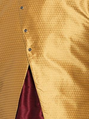 gold silk blend sherwani set - 16750212 - Standard Image - 4