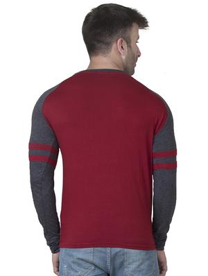 maroon color block raglan t-shirt - 16750390 - Standard Image - 3