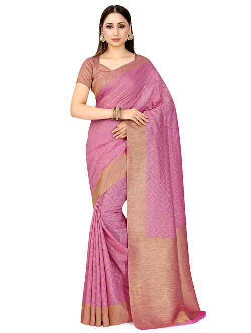 self design bordered saree with blouse - 16750460 - Very Small Image - 1