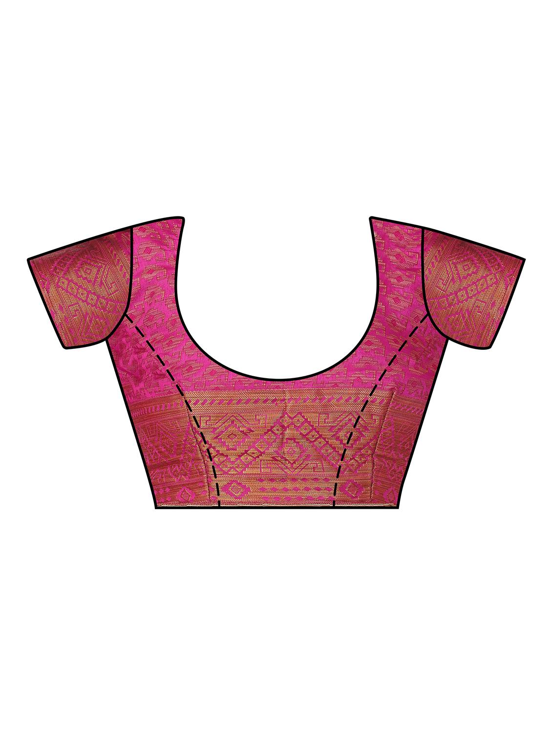 self design bordered saree with blouse - 16750463 - Zoom Image - 3
