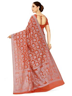 self design banarasi saree with blouse - 16750465 - Standard Image - 2