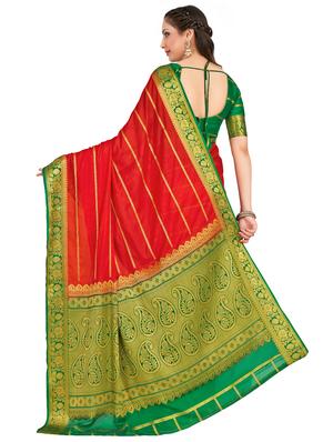 striped mysore silk saree with blouse - 16750471 - Standard Image - 2