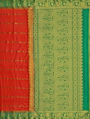 striped mysore silk saree with blouse - 16750471 - Standard Image - 4