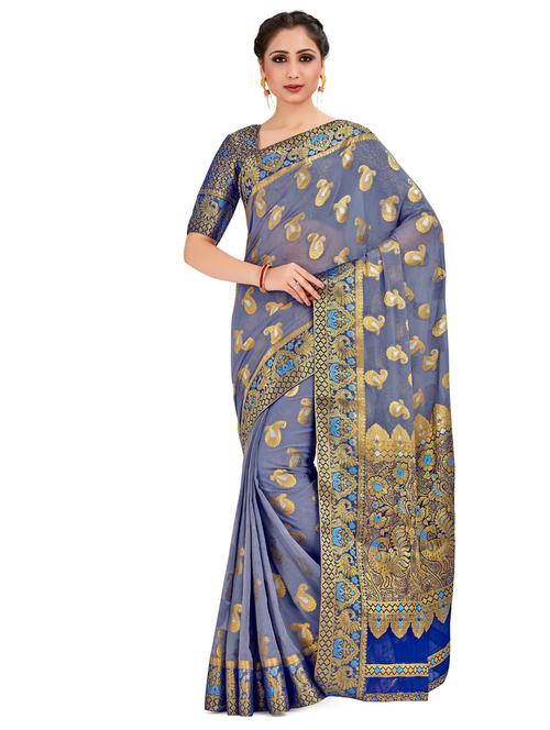 paisley banarasi saree with blouse - 16750474 - Standard Image - 1