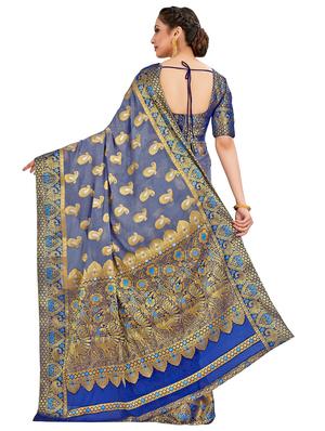 paisley banarasi saree with blouse - 16750474 - Standard Image - 2