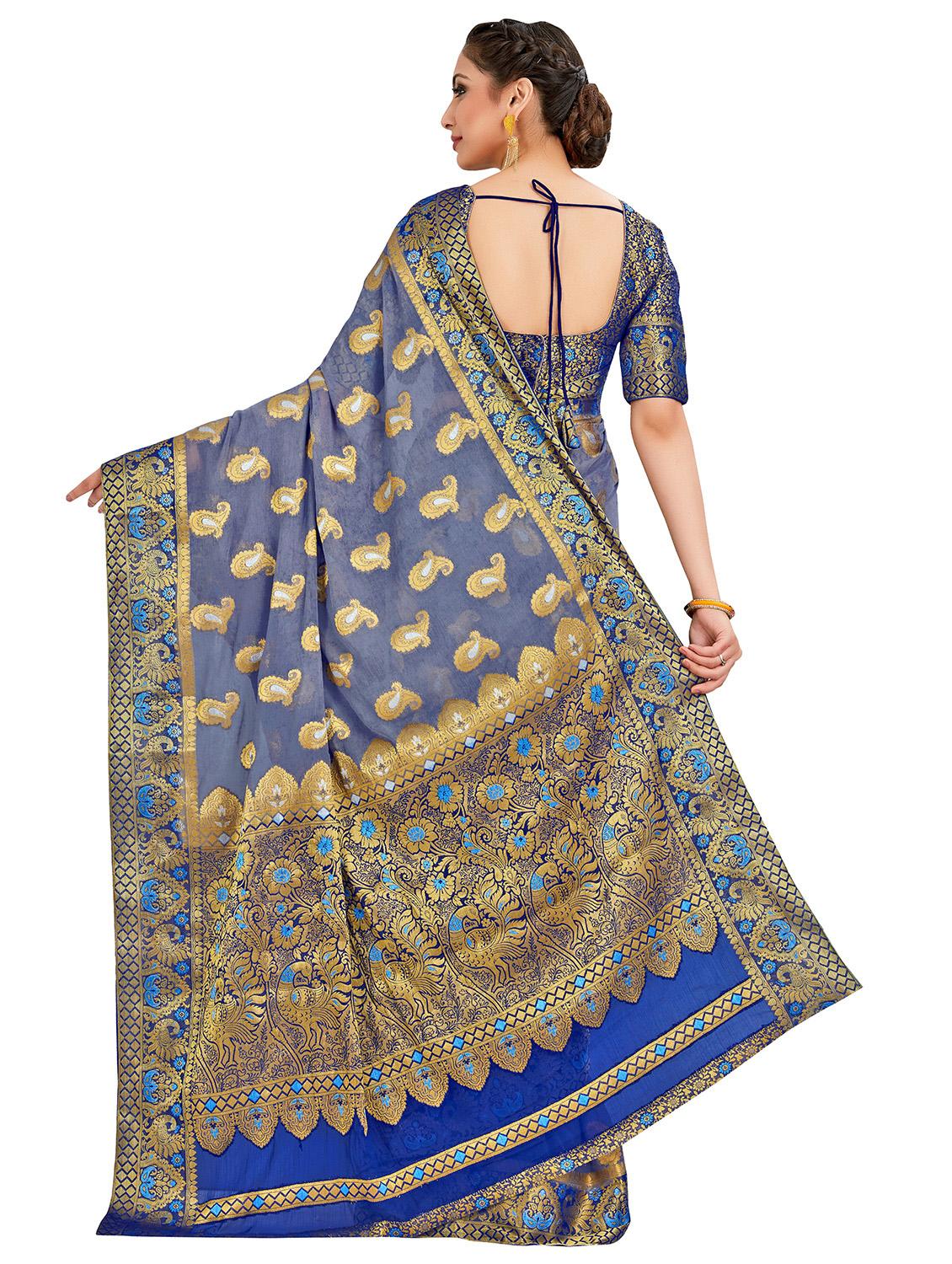 paisley banarasi saree with blouse - 16750474 - Zoom Image - 2