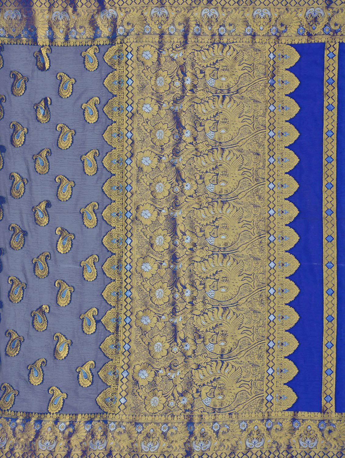 paisley banarasi saree with blouse - 16750474 - Zoom Image - 4