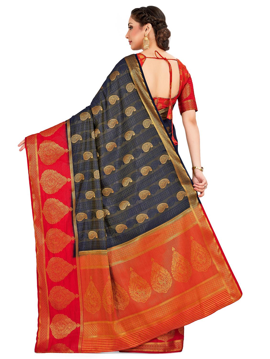 paisley banarasi saree with blouse - 16750477 - Zoom Image - 2