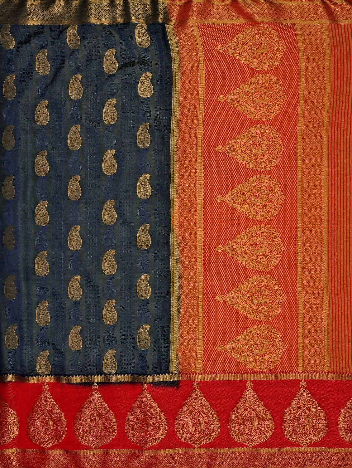 paisley banarasi saree with blouse - 16750477 - Zoom Image - 4
