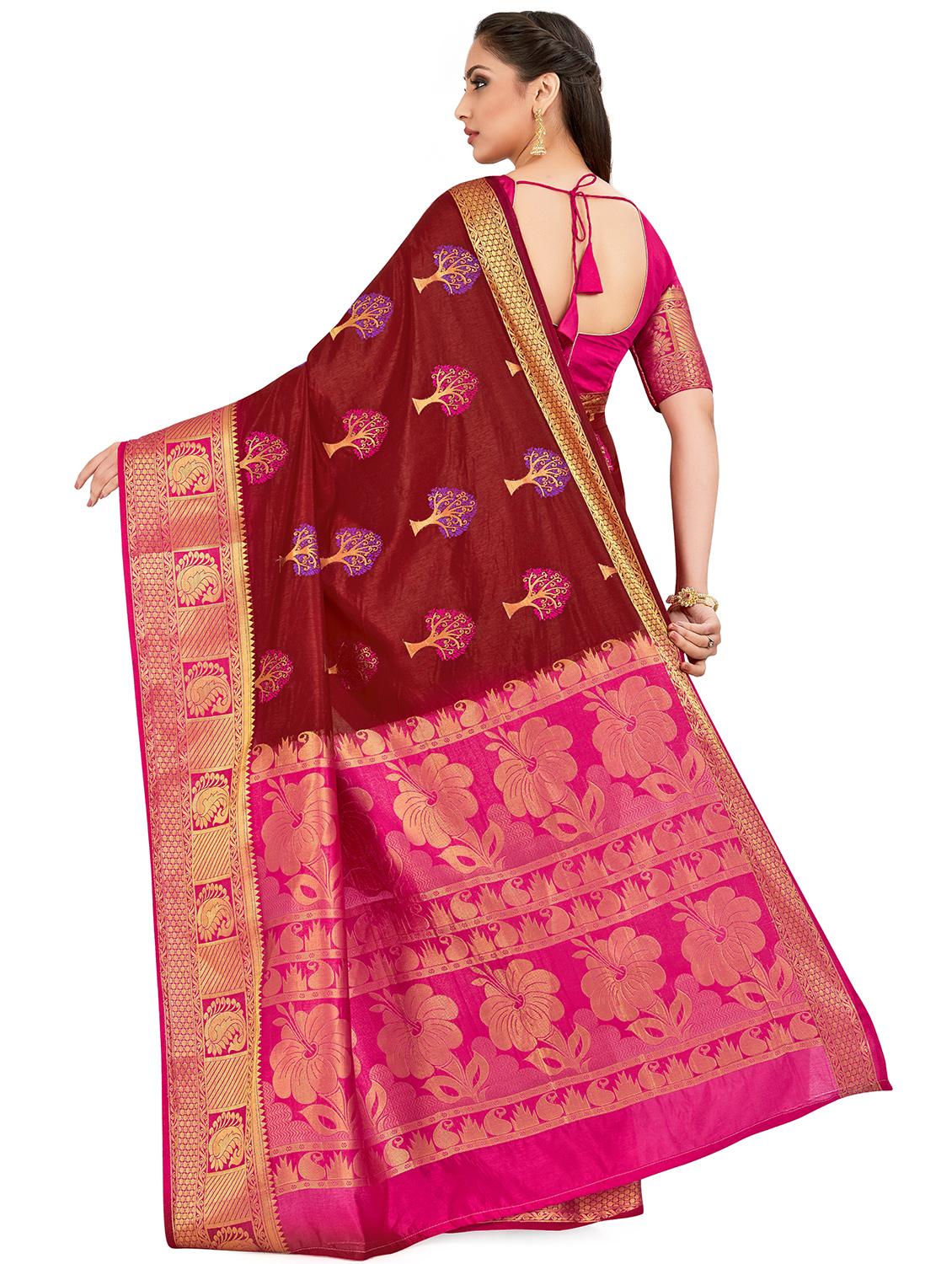 self design paithani silk saree with blouse - 16750480 - Zoom Image - 2