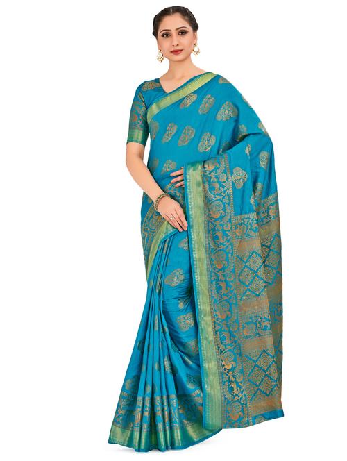 self design kanjivaram saree with blouse - 16750487 - Standard Image - 1