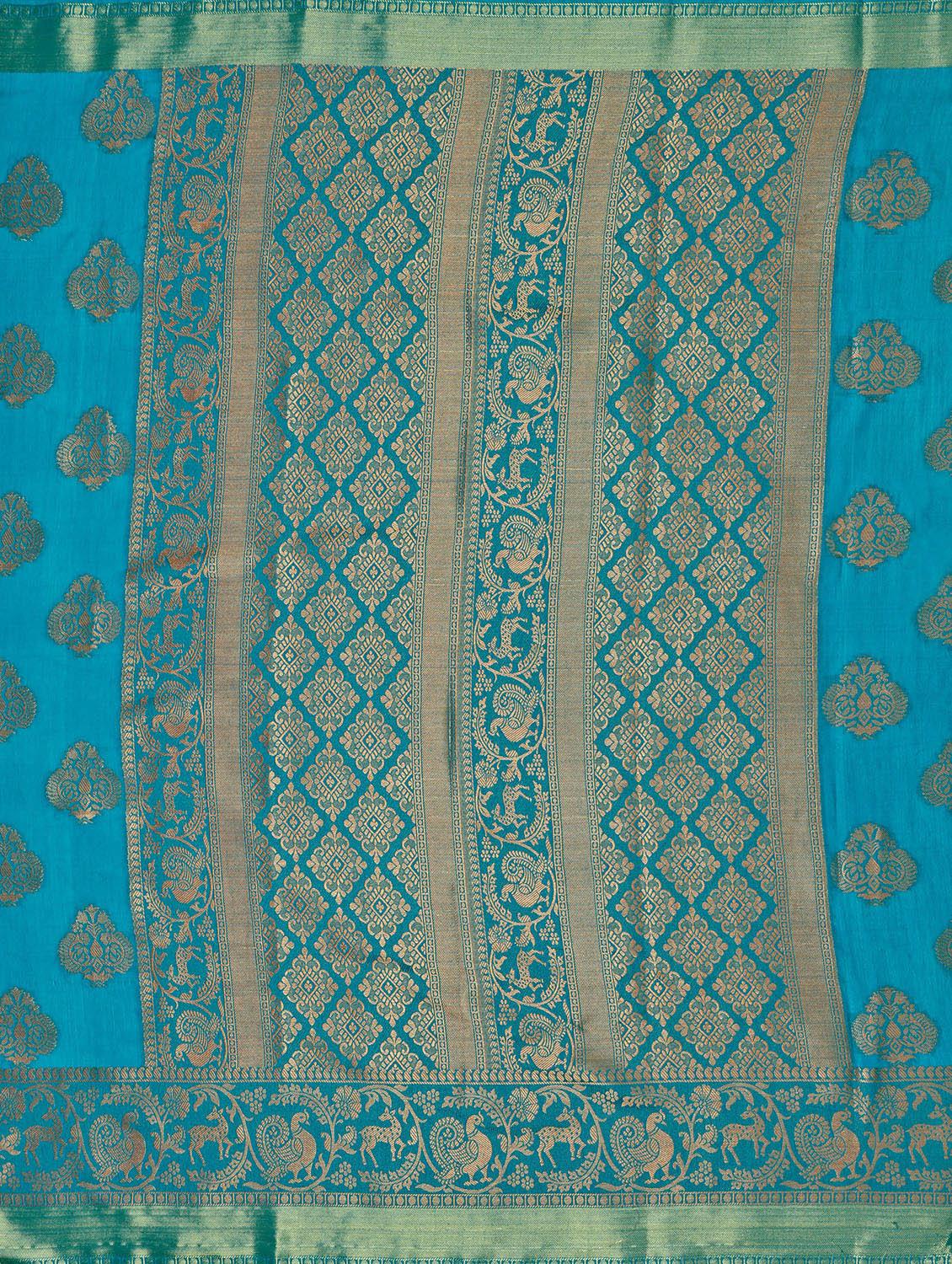 self design kanjivaram saree with blouse - 16750487 - Zoom Image - 4