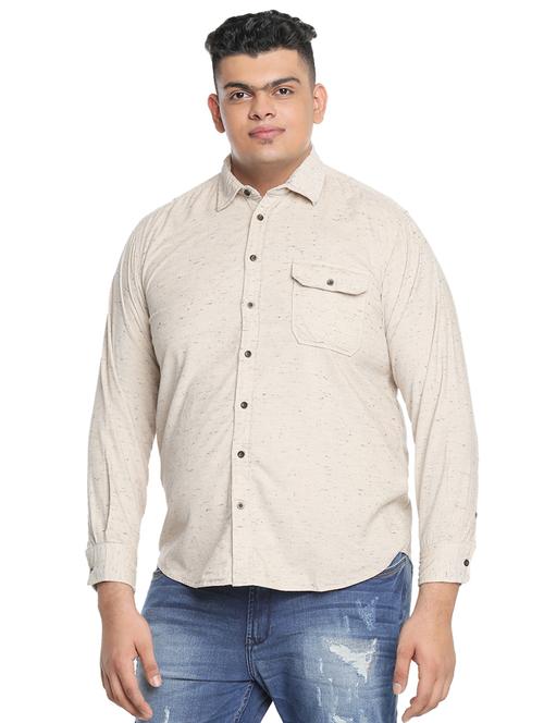 beige solid corduroy casual shirt - 16750494 - Very Small Image - 1