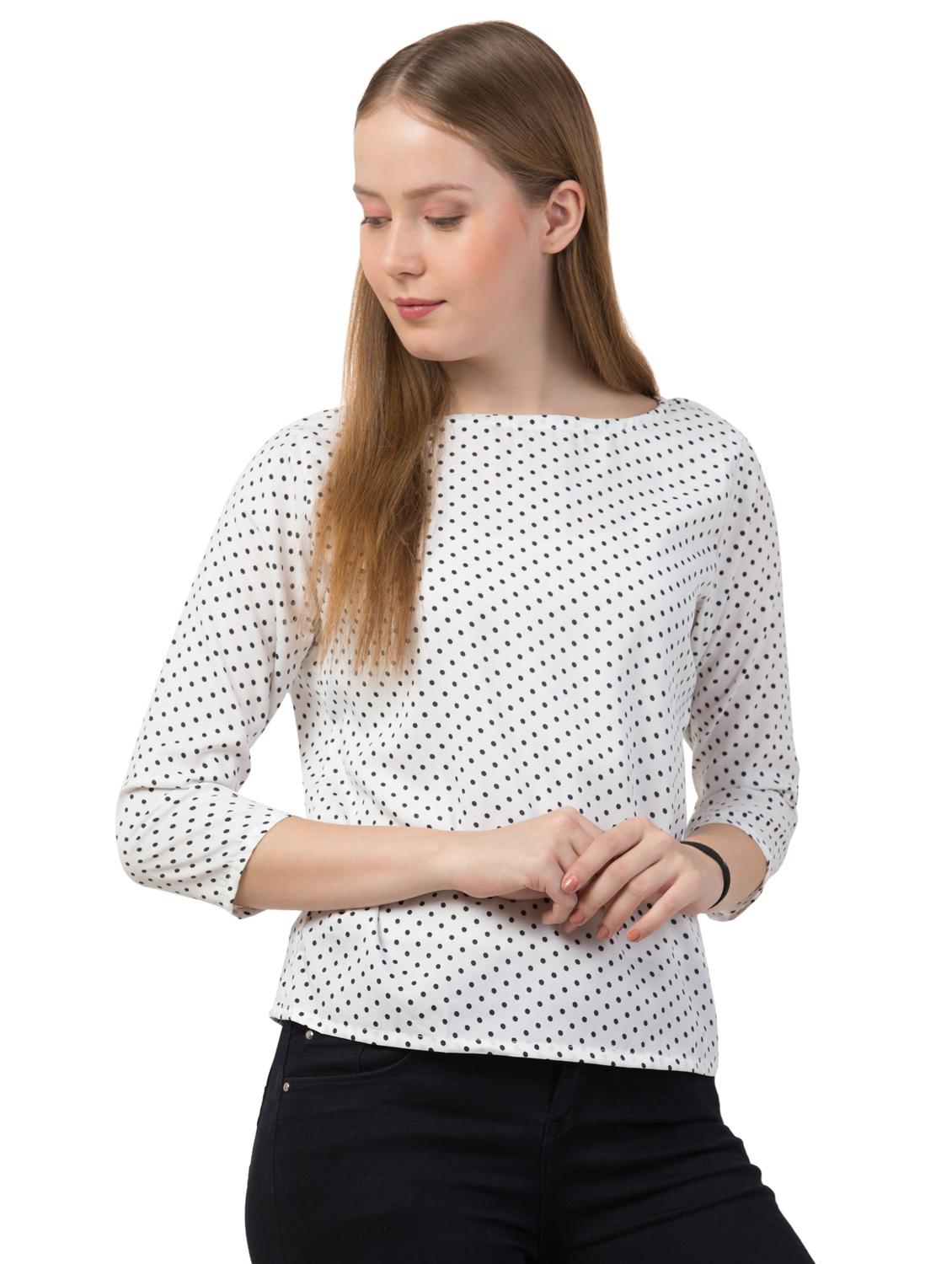 boat neck polka dot top - 16750566 - Zoom Image - 1