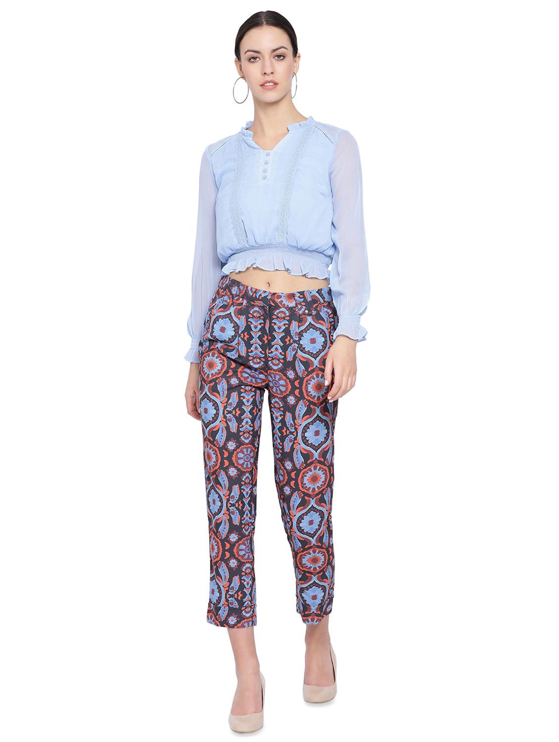 high rise printed trouser - 16750630 - Zoom Image - 4