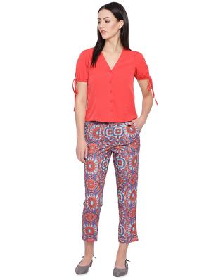 high rise printed trouser - 16750631 - Standard Image - 4