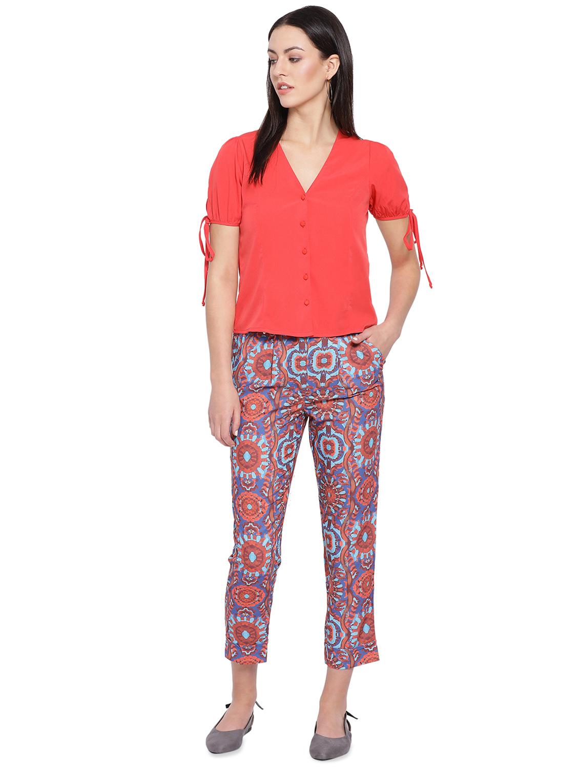 high rise printed trouser - 16750631 - Zoom Image - 4