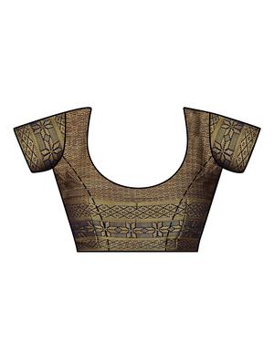 self design bordered saree with blouse - 16750661 - Standard Image - 3