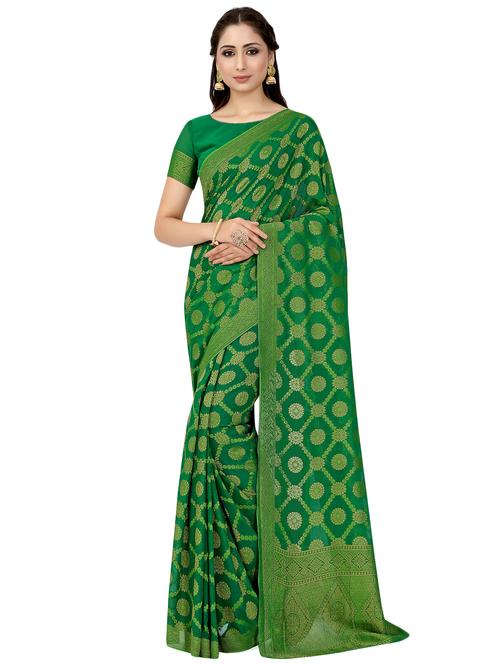 self design banarasi saree with blouse - 16750663 - Standard Image - 1