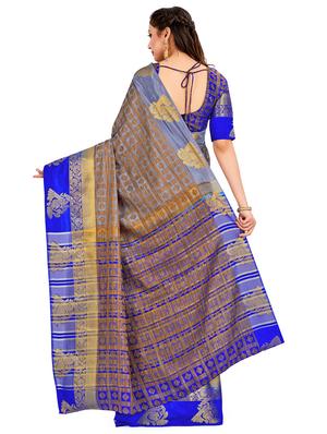 checkered banarasi saree with blouse - 16750672 - Standard Image - 2