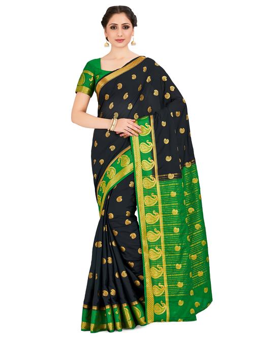 paisley mysore silk saree with blouse - 16750674 - Very Small Image - 1
