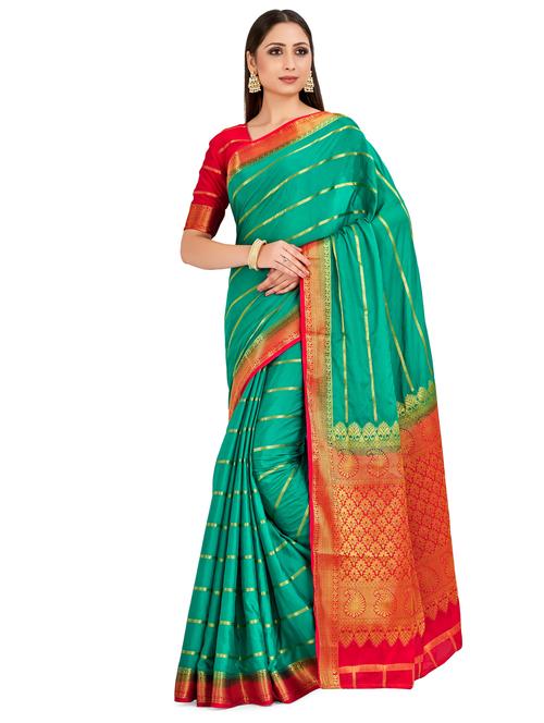 striped mysore silk saree with blouse - 16750676 - Standard Image - 1