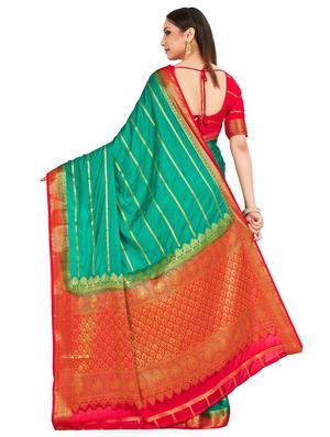 striped mysore silk saree with blouse - 16750676 - Standard Image - 2