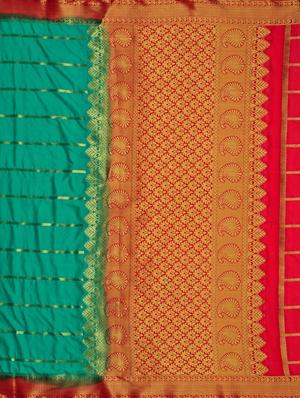striped mysore silk saree with blouse - 16750676 - Standard Image - 4