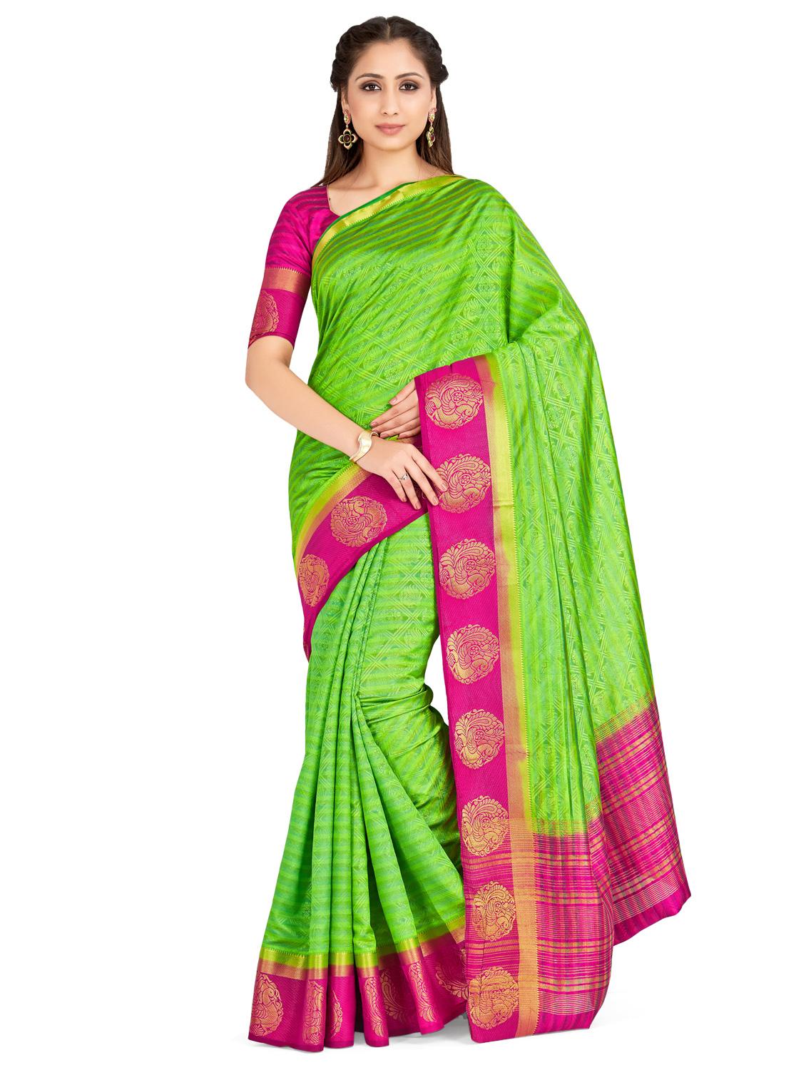 self design kanjivaram saree with blouse - 16750677 - Zoom Image - 1