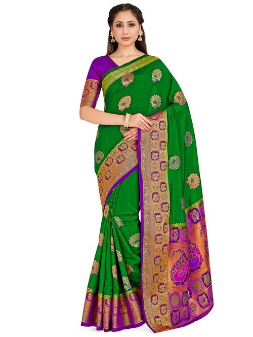 self design kanjivaram saree with blouse - 16750682 - Standard Image - 1