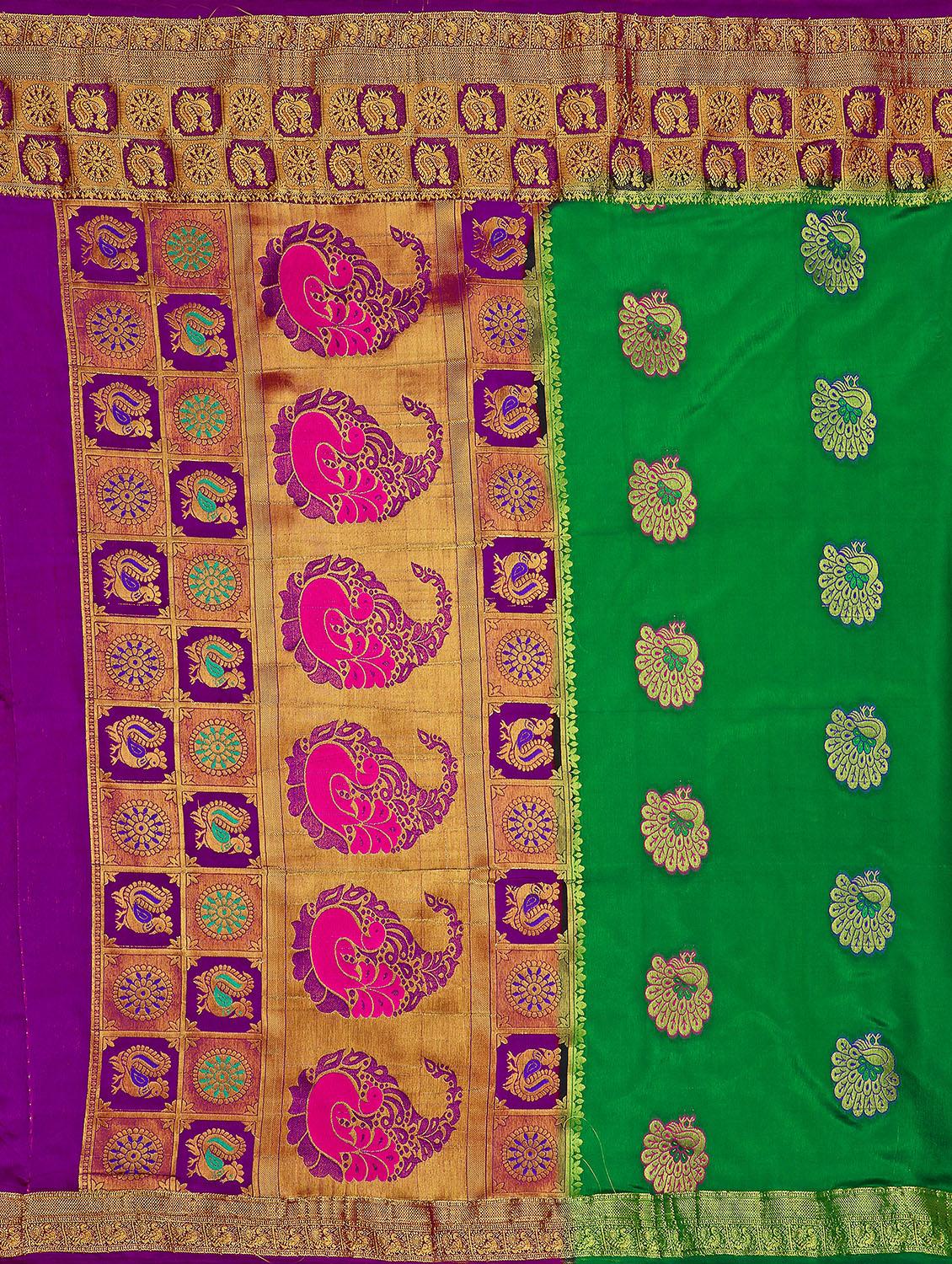 self design kanjivaram saree with blouse - 16750682 - Zoom Image - 4