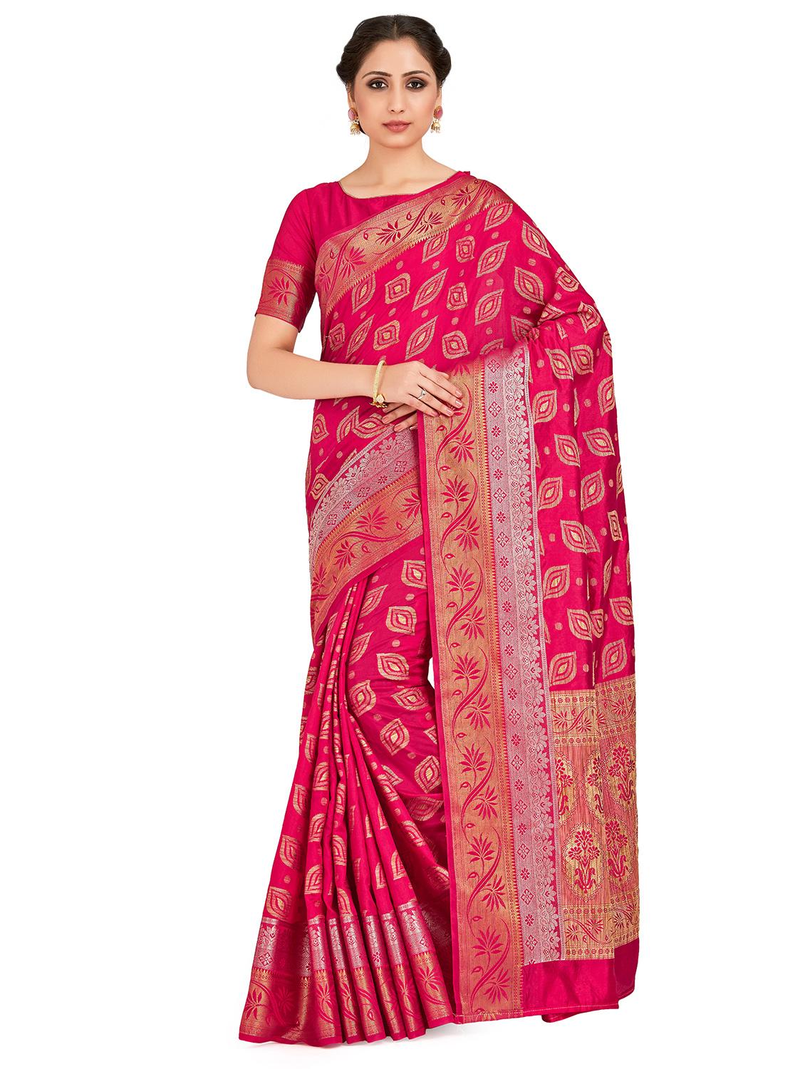 self design kanjivaram saree with blouse - 16750684 - Zoom Image - 1