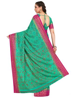 self design boredred saree with blouse - 16750686 - Standard Image - 2