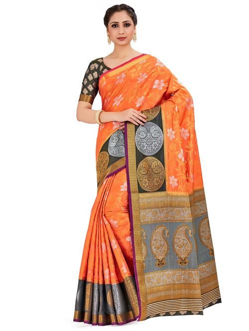 floral kanjivaram saree with blouse - 16750689 - Standard Image - 1