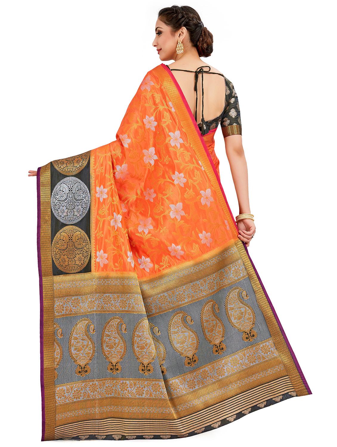 floral kanjivaram saree with blouse - 16750689 - Zoom Image - 2
